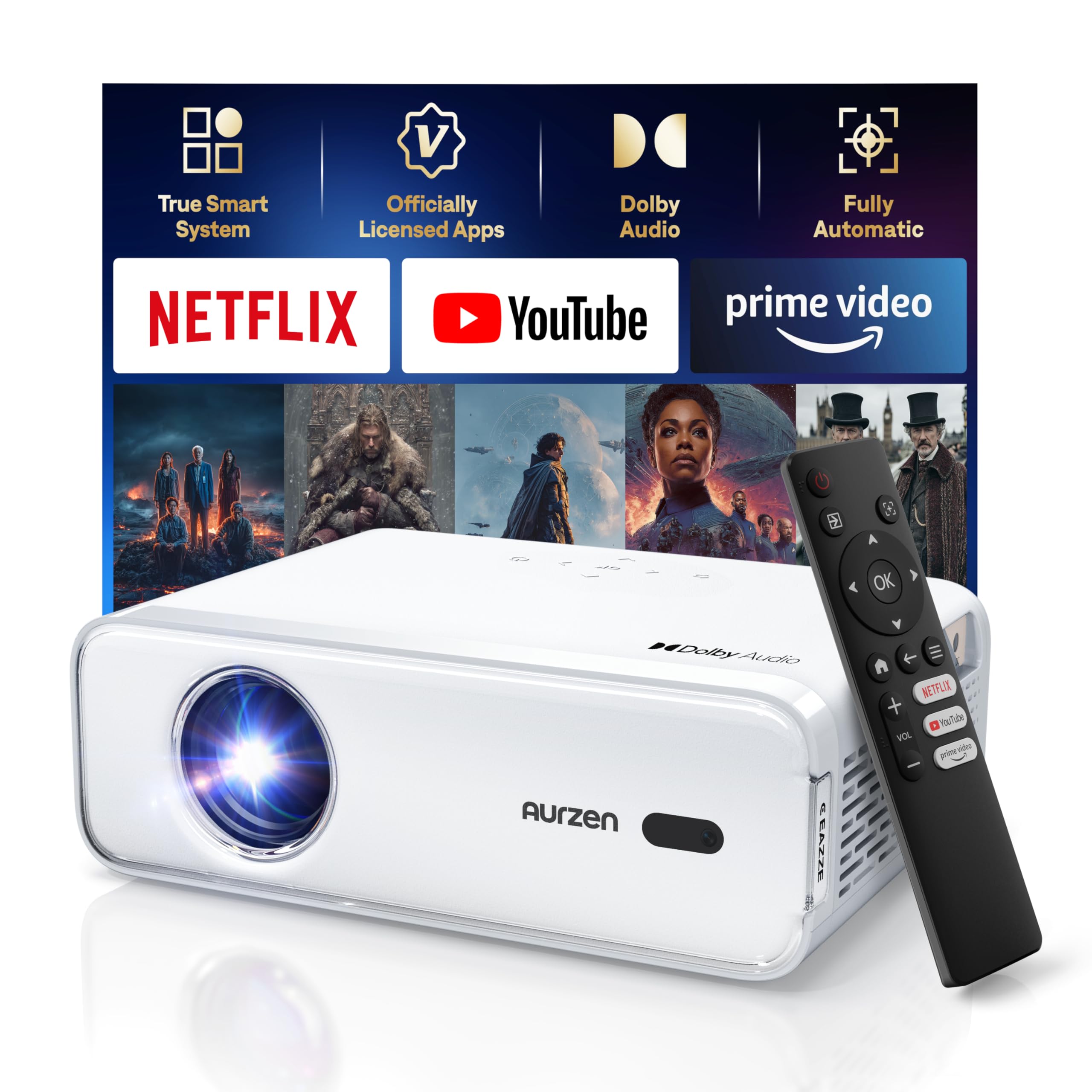 Aurzen プロジェクター EAZZE D1 Aurzen Eazze D1 Netflix-Licensed 4K Smart Portable Projector